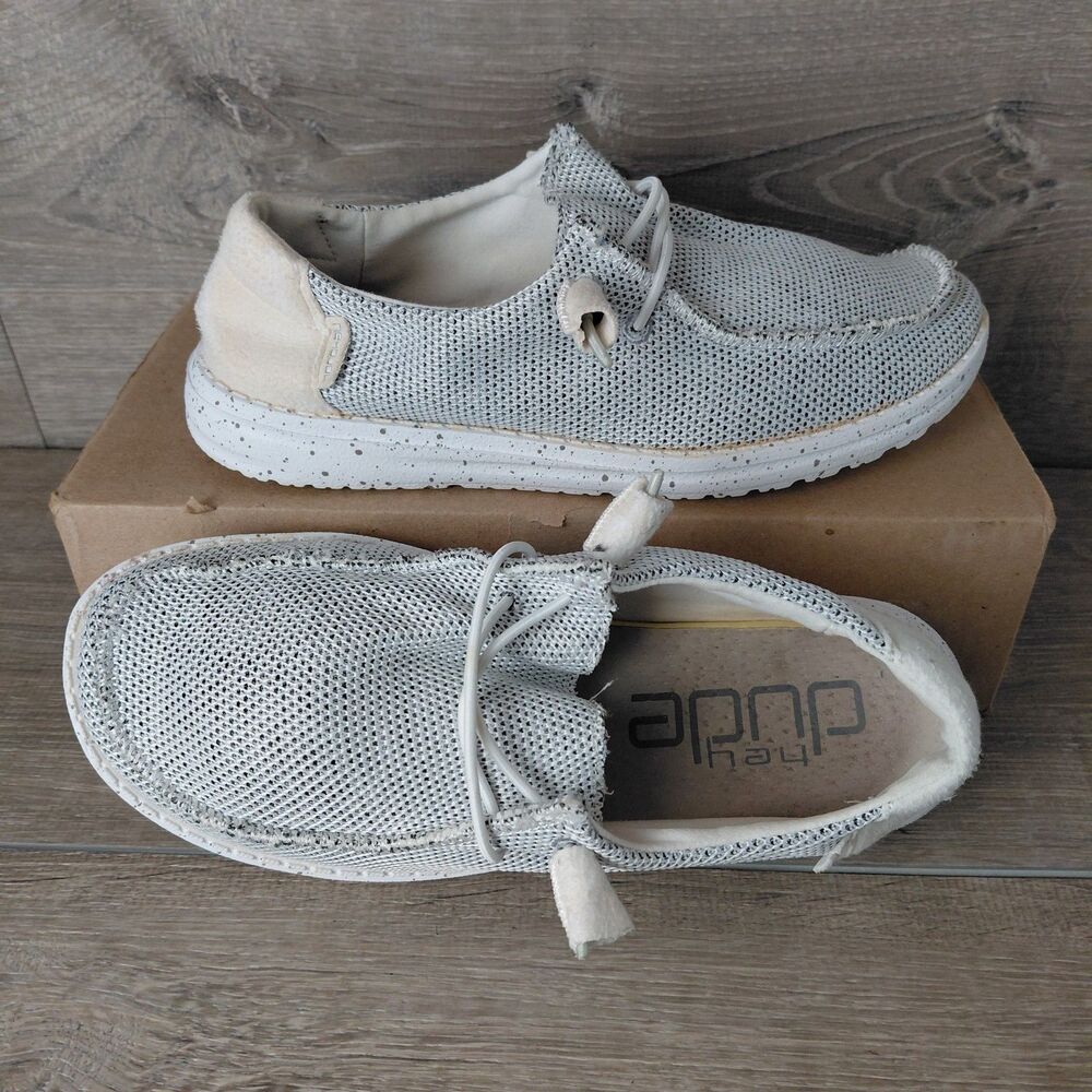 Hey Dude Shoes Womens 7 Wendy Sox Gray Slip On Casual Loafers Sneakers Beach Y2K